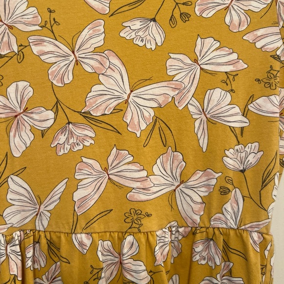 Carter's Mustard Floral Butterfly Casual Dress with flutter sleeves - Picture 2 of 6